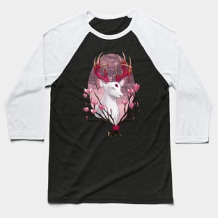 White Stag with Magnolias Baseball T-Shirt